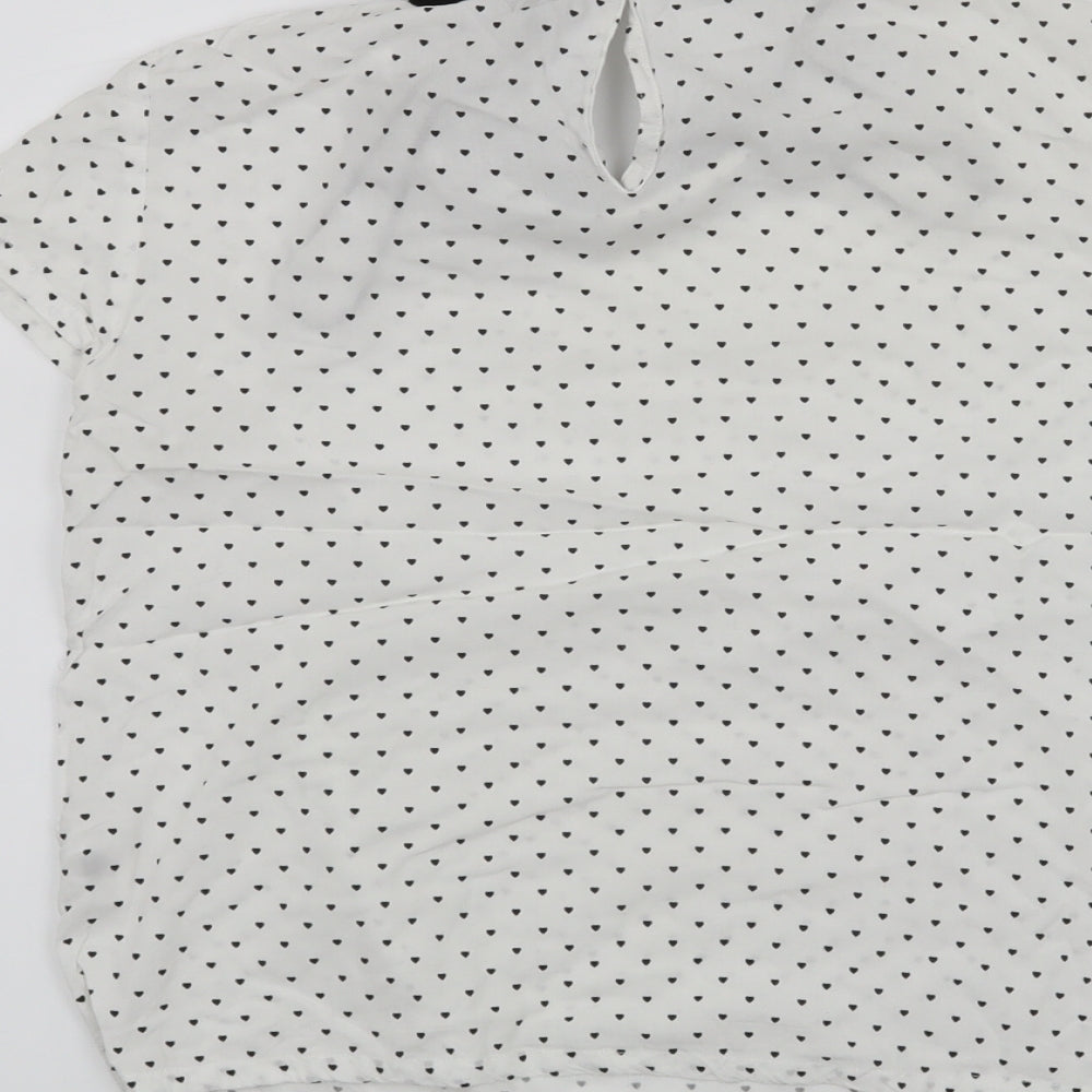 yfl reserved Womens White Polka Dot  Basic Blouse Size 10
