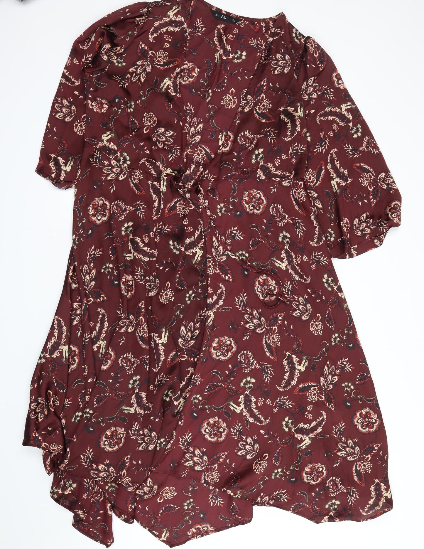 F&F Womens Red Floral  Babydoll Robe Size 12