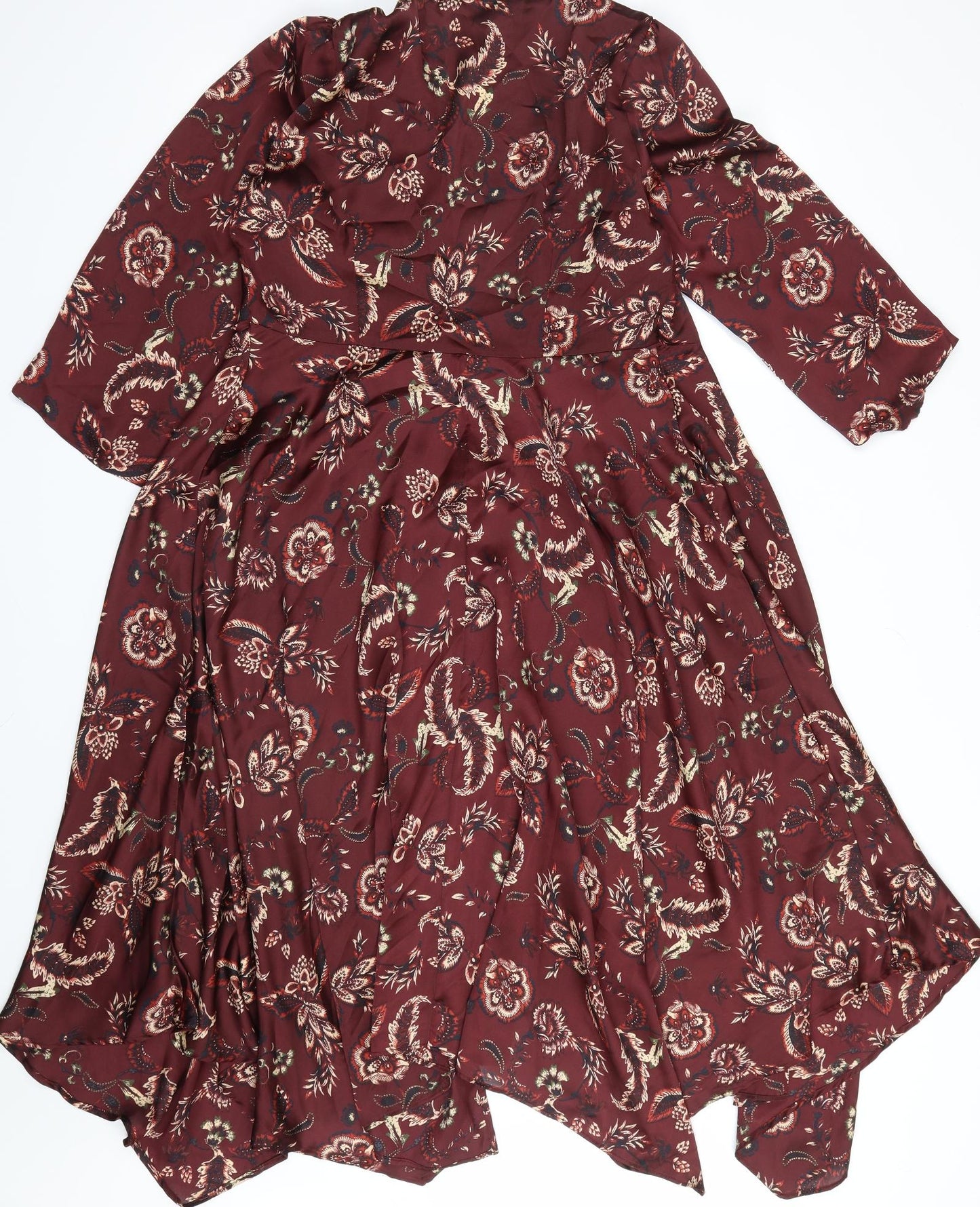F&F Womens Red Floral  Babydoll Robe Size 12