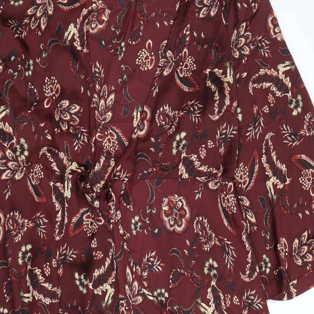 F&F Womens Red Floral  Babydoll Robe Size 12