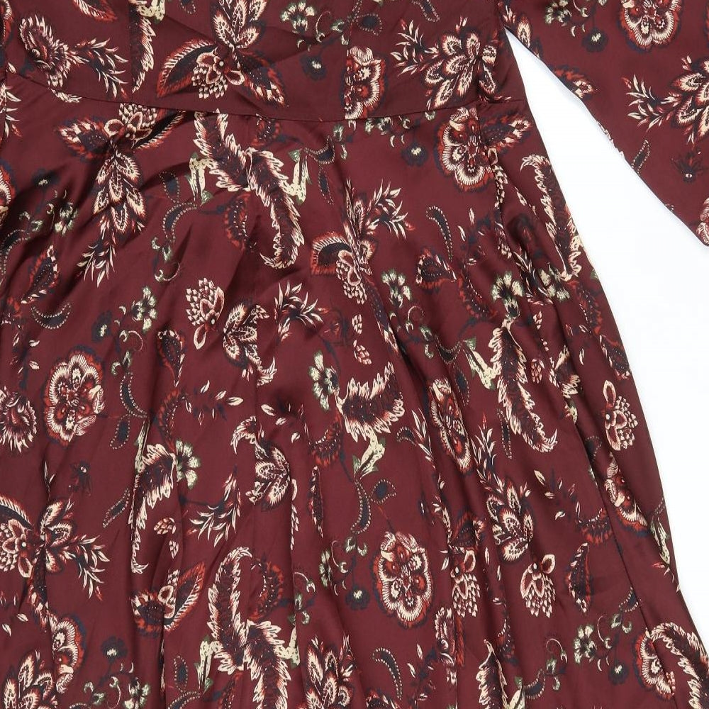 F&F Womens Red Floral  Babydoll Robe Size 12