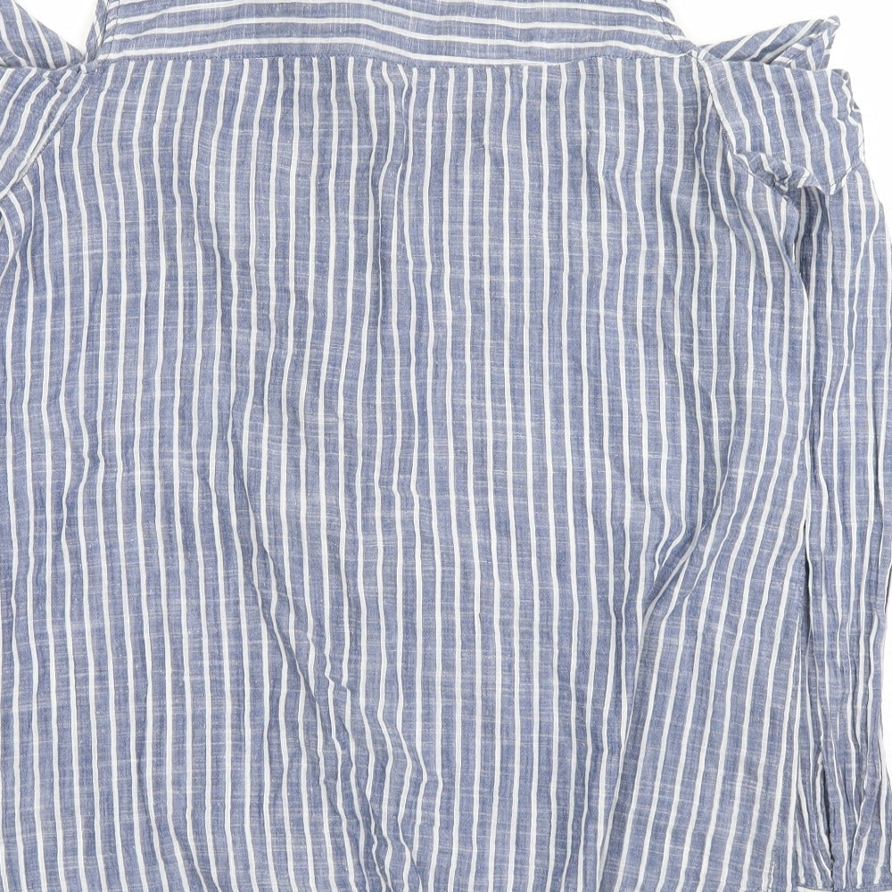 Select Womens Blue Striped  Basic Button-Up Size 14