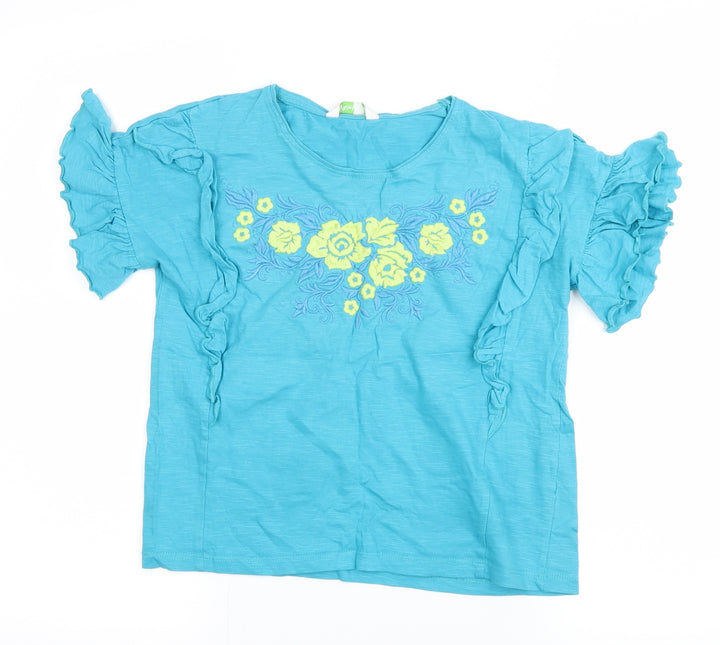 Bossini Girls Blue Floral Basic T-Shirt