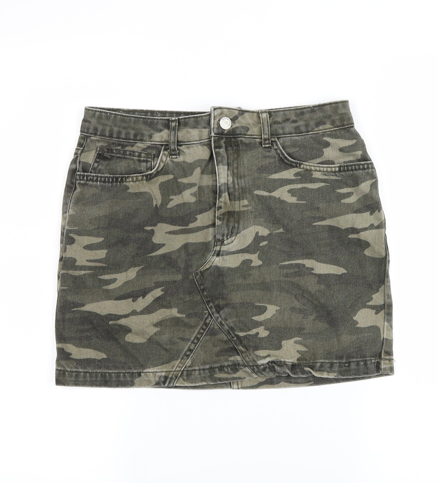 New Look Girls Green Camouflage Denim Straight & Pencil Skirt Size 12 Years