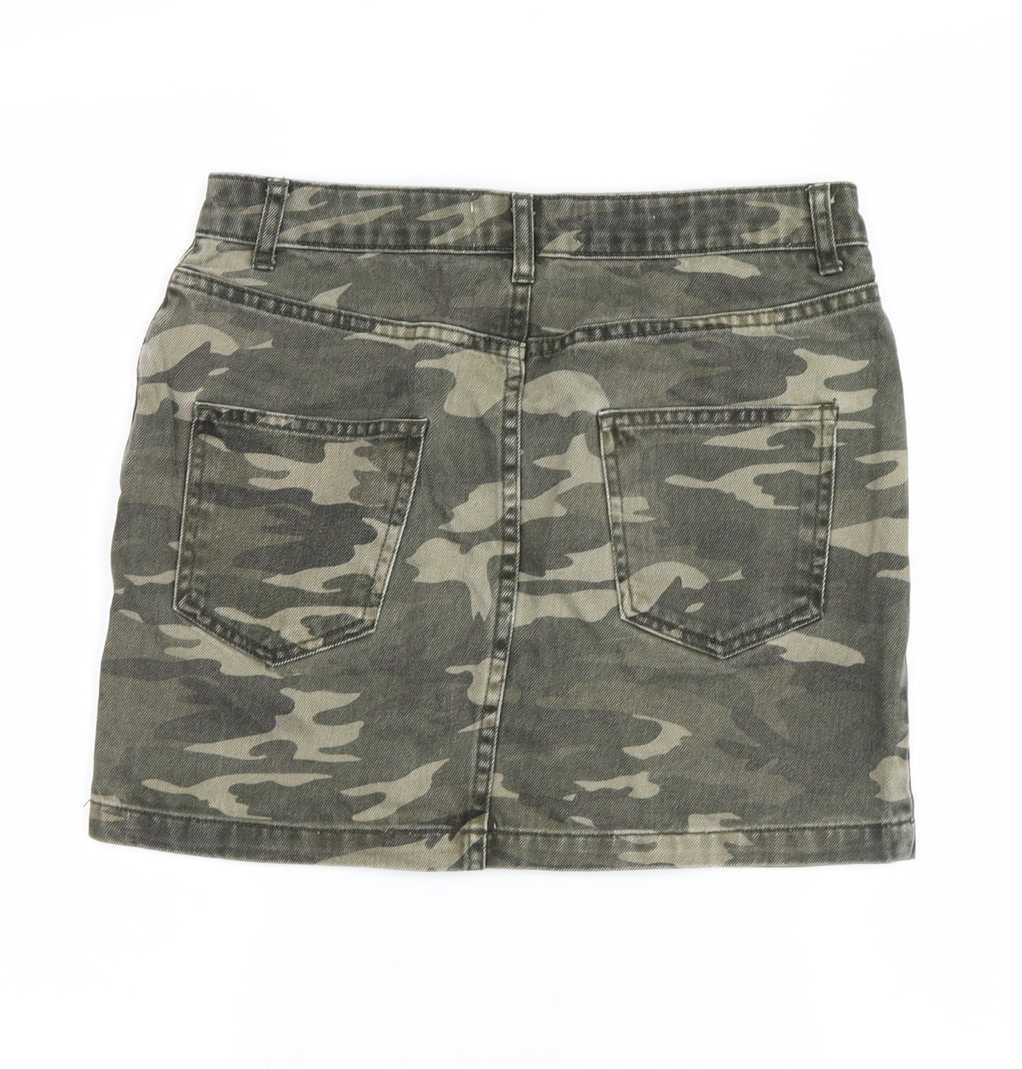 New Look Girls Green Camouflage Denim Straight & Pencil Skirt Size 12 Years
