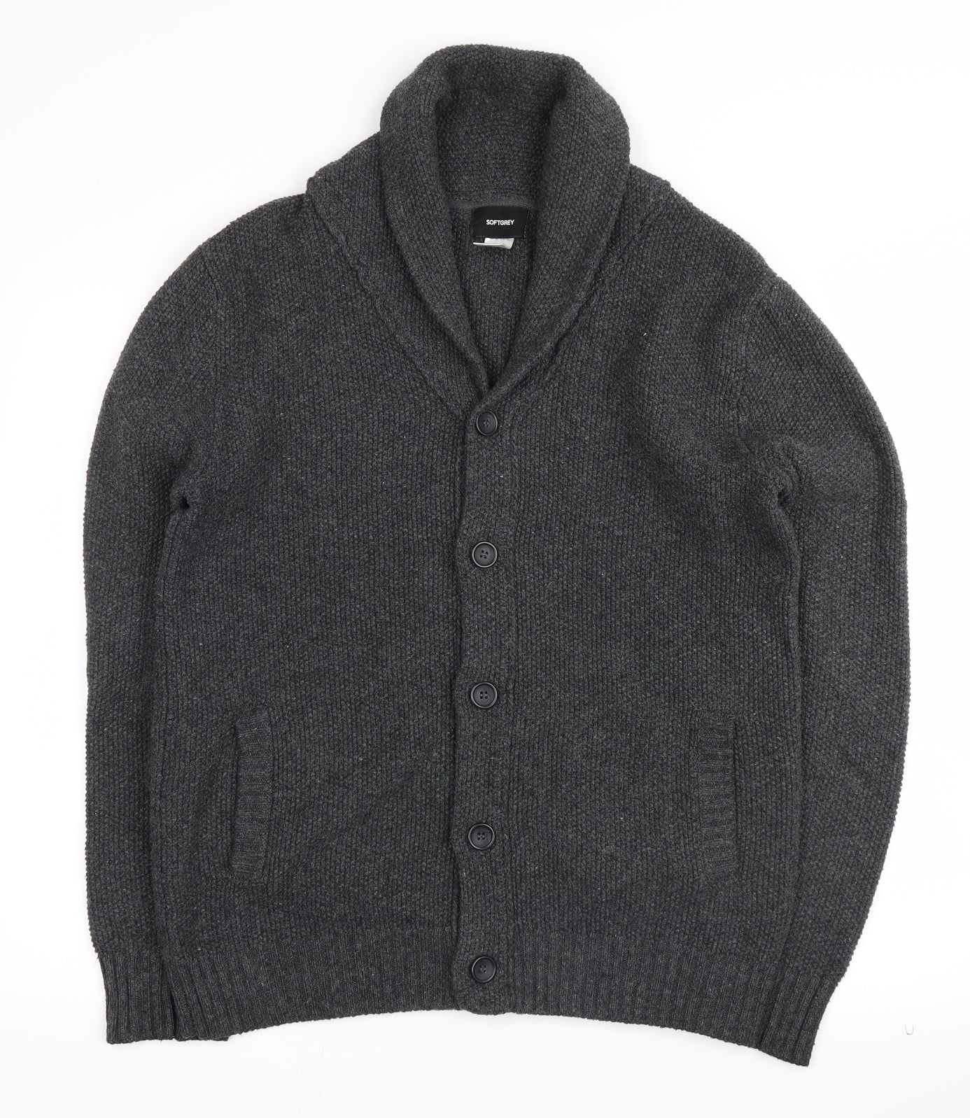 softgrey Mens Grey   Cardigan Jumper Size L