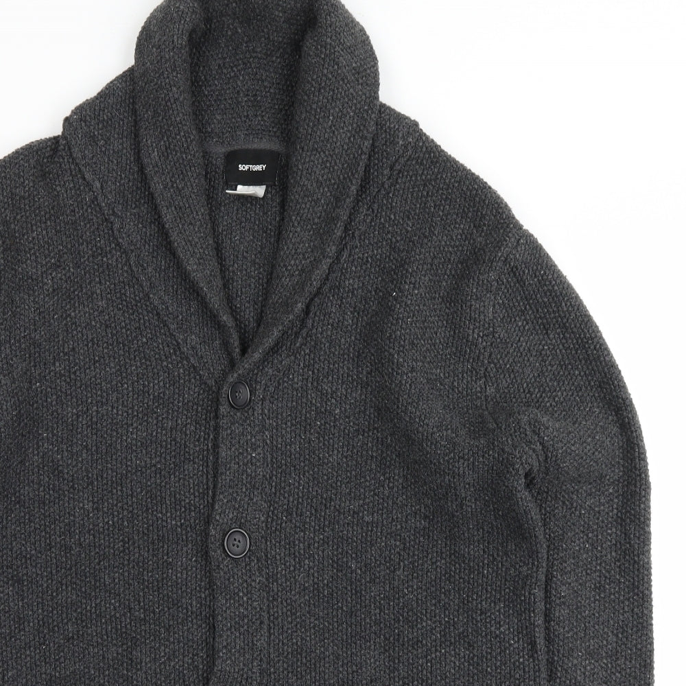 softgrey Mens Grey   Cardigan Jumper Size L