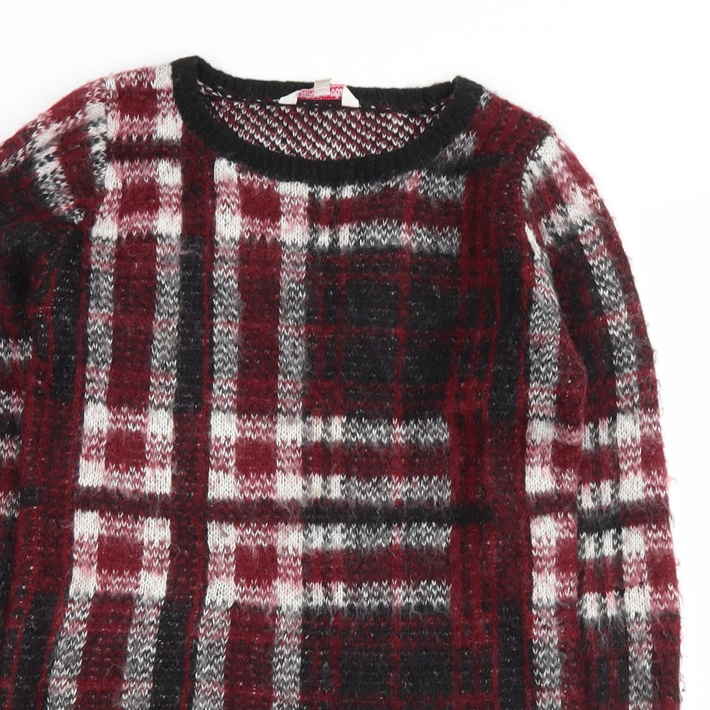 miss e-vie Girls Pink Plaid  Pullover Jumper Size 9-10 Years