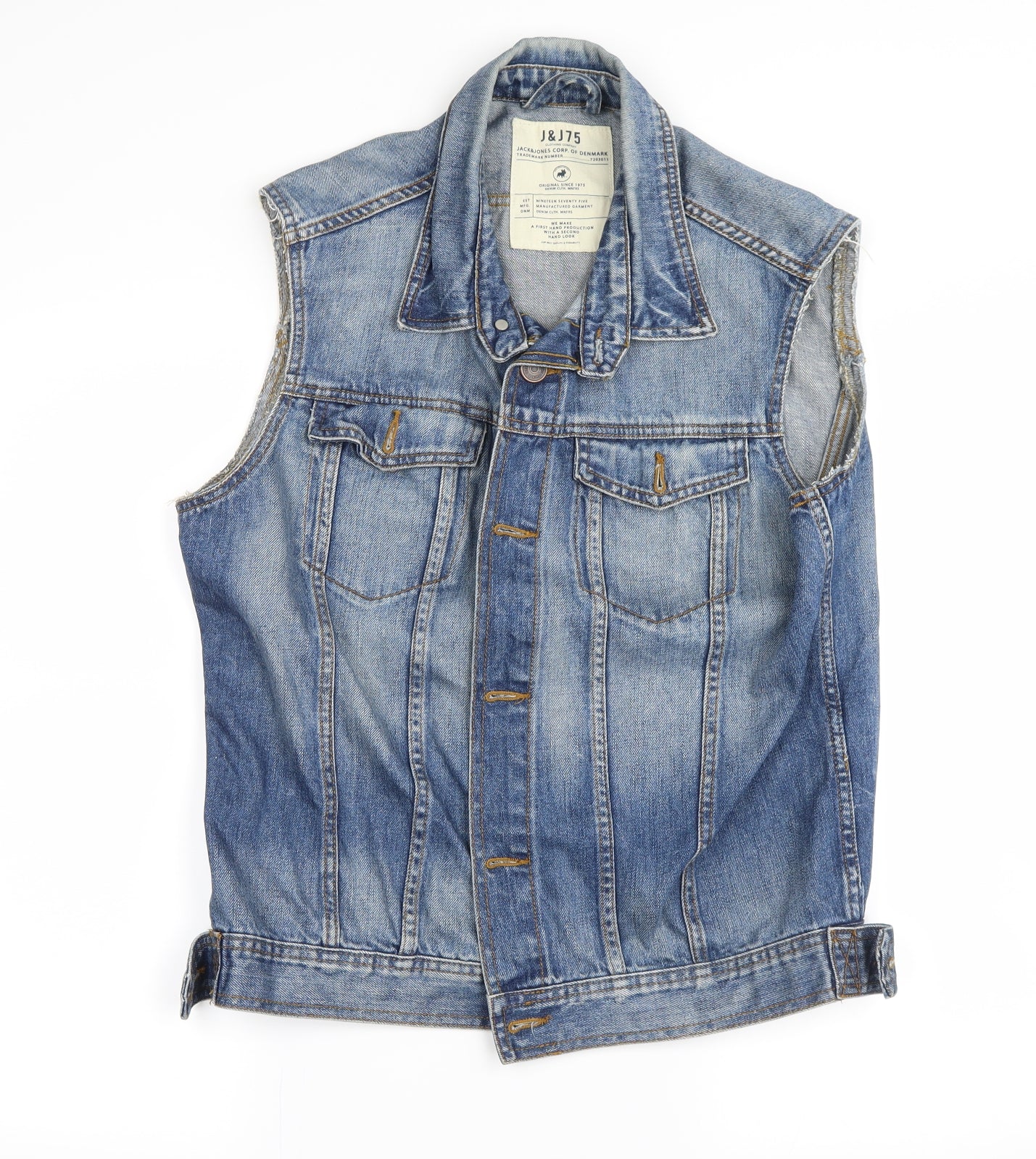 JACK & JONES Mens Blue  Denim Jacket Waistcoat Size L