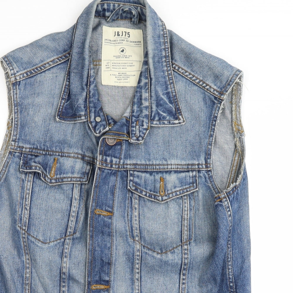 JACK & JONES Mens Blue  Denim Jacket Waistcoat Size L