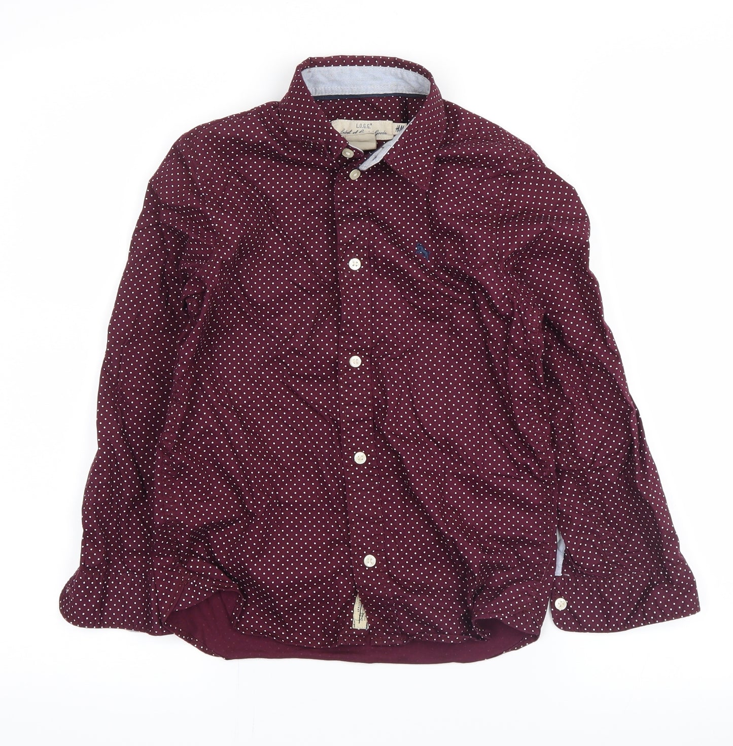 H&M Boys Purple Polka Dot  Basic Button-Up Size 7-8 Years