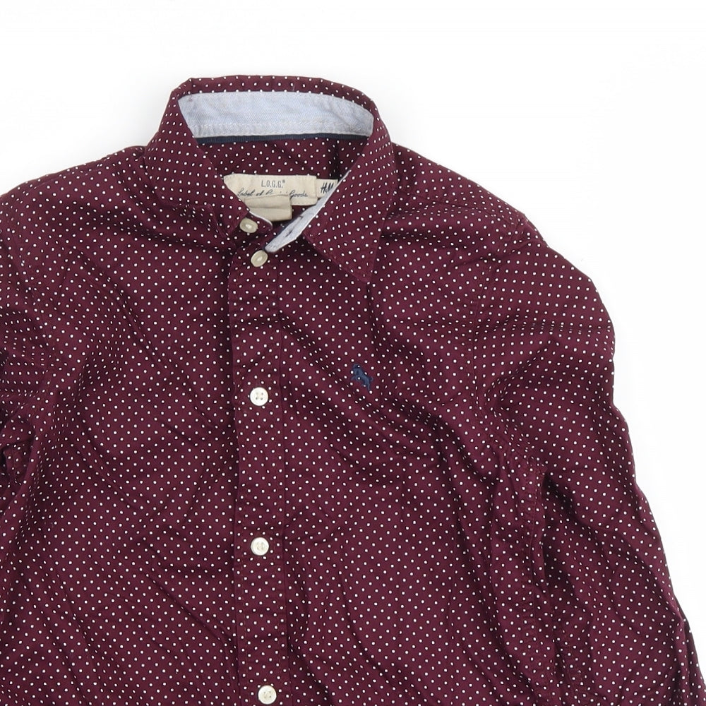 H&M Boys Purple Polka Dot  Basic Button-Up Size 7-8 Years