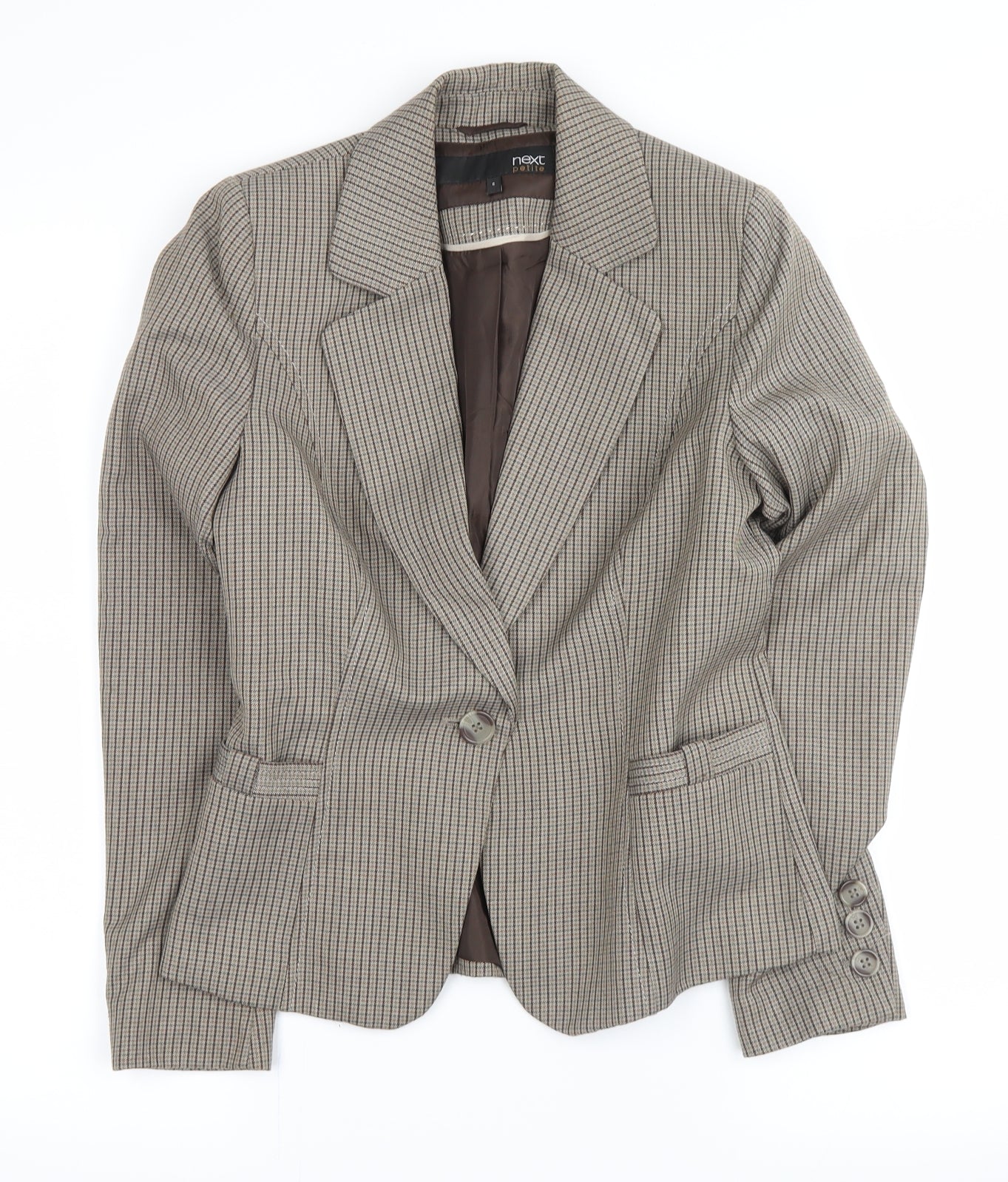 NEXT Womens Brown Check  Jacket Blazer Size 6