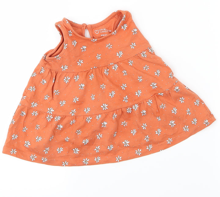 Primark Girls Orange A-Line Size 3-6 Months - flowers