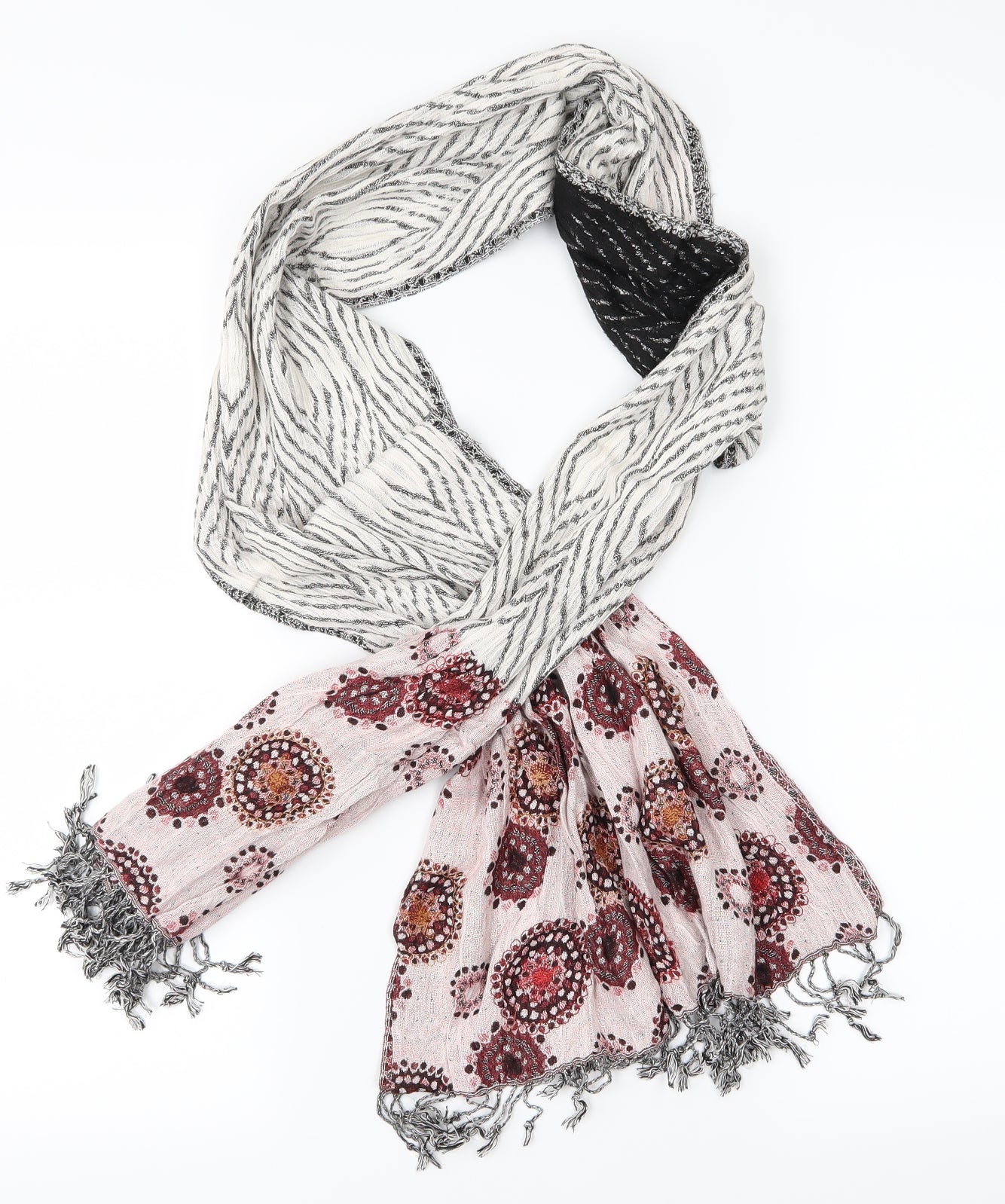 Pre Worn Womens Black Geometric   Scarf