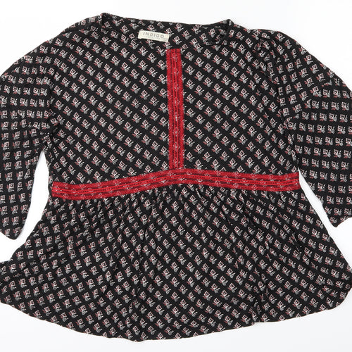 Marks and Spencer Womens Black Geometric  Shirt Dress  Size 12  - Flower detail