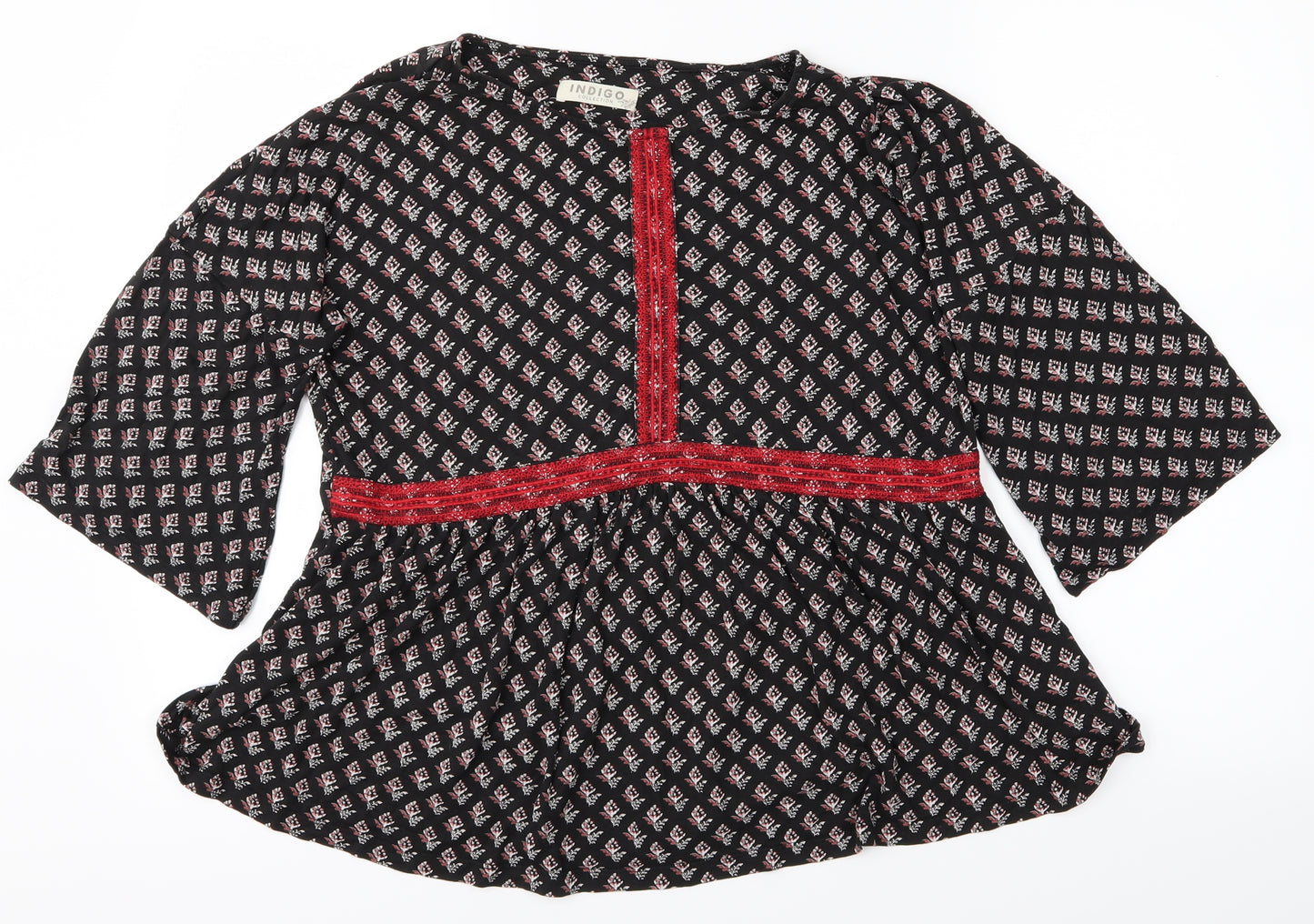 Marks and Spencer Womens Black Geometric  Shirt Dress  Size 12  - Flower detail