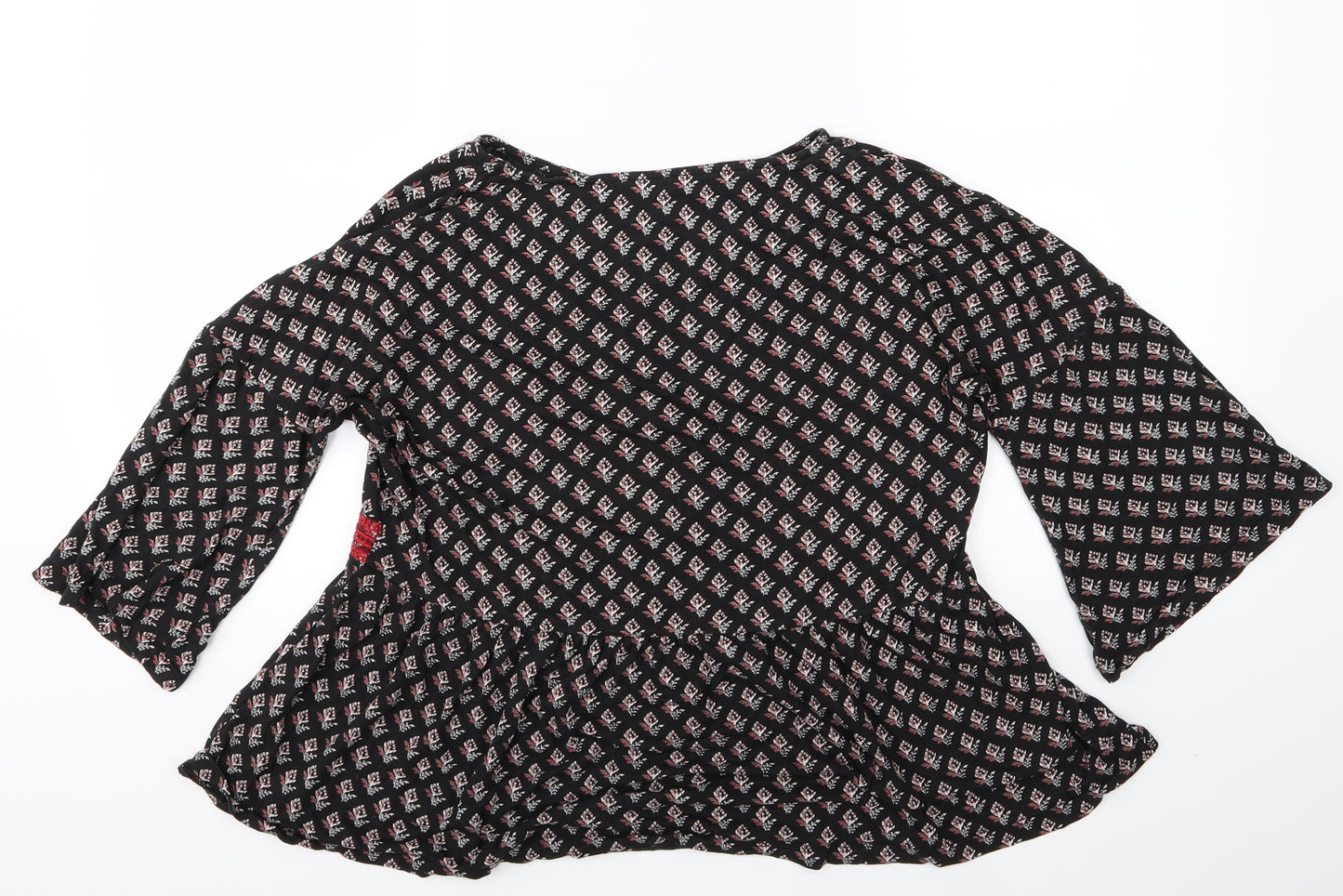 Marks and Spencer Womens Black Geometric  Shirt Dress  Size 12  - Flower detail