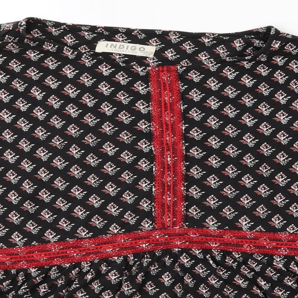 Marks and Spencer Womens Black Geometric  Shirt Dress  Size 12  - Flower detail