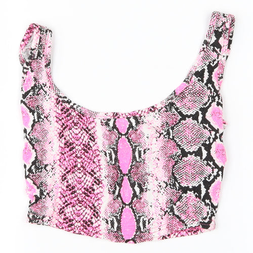 Pretty Little Thing Womens Pink Geometric  Basic Blouse Size 8