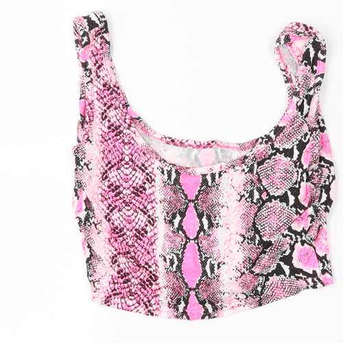 Pretty Little Thing Womens Pink Geometric  Basic Blouse Size 8