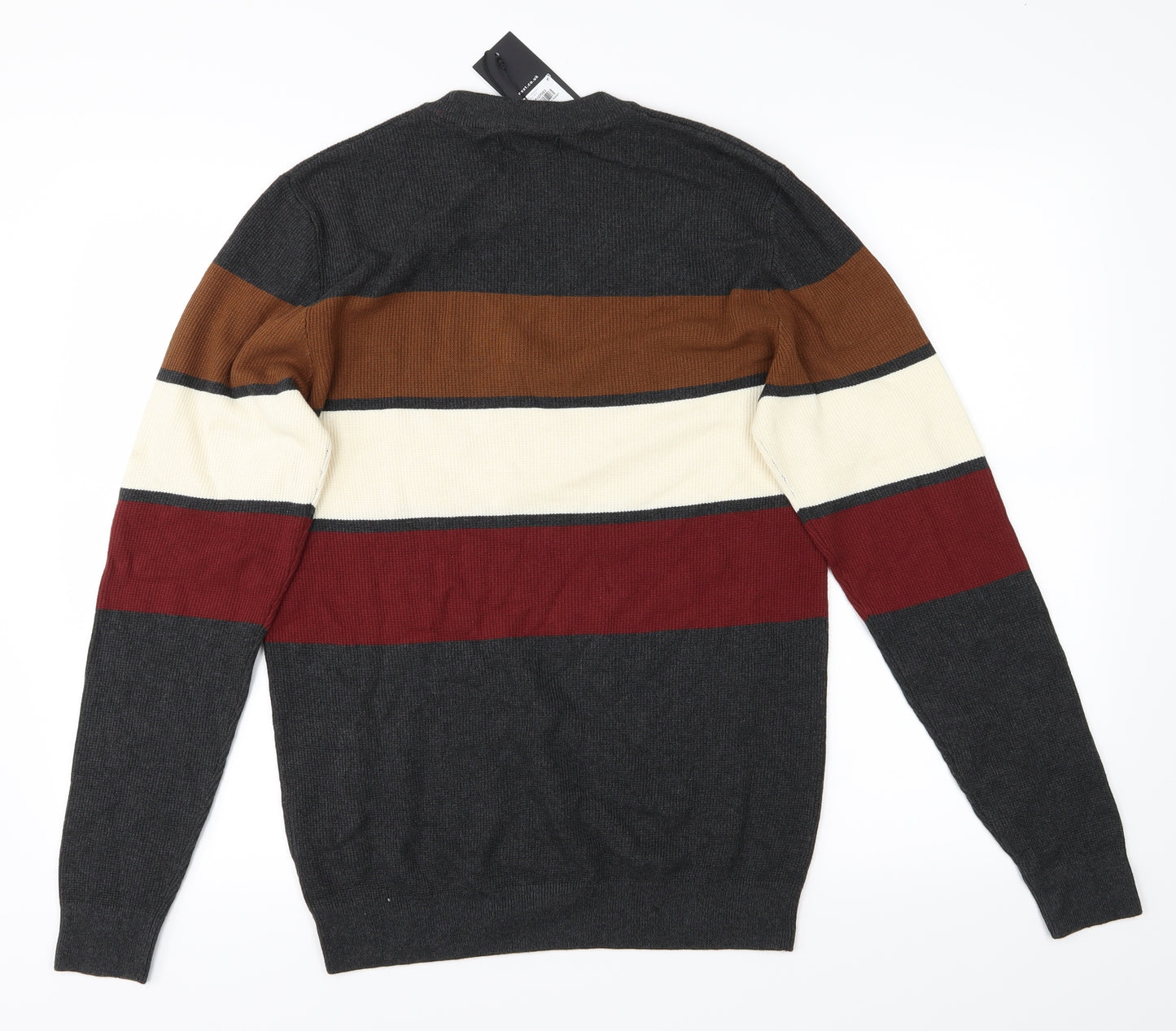 NEXT Mens Grey Striped  Pullover Jumper Size M
