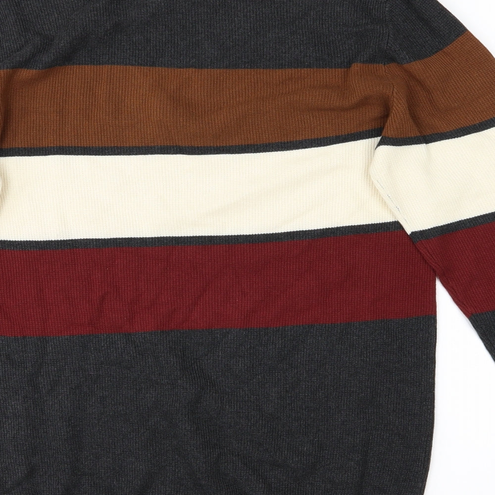 NEXT Mens Grey Striped  Pullover Jumper Size M