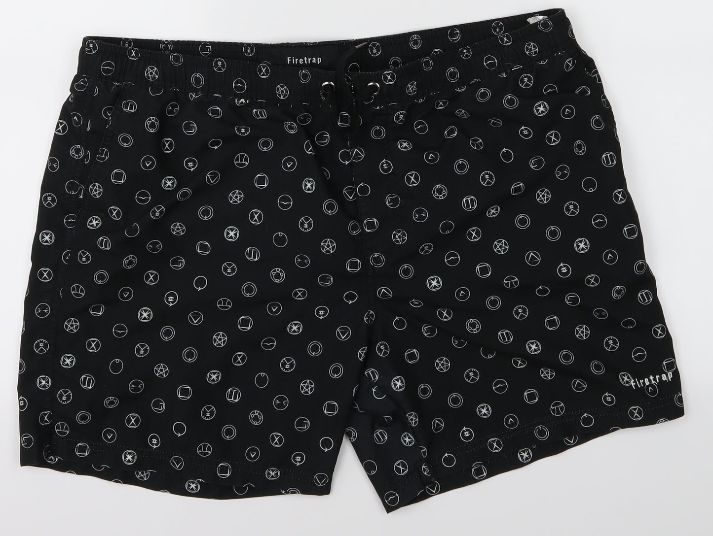 Firetrap Mens Black Geometric  Bermuda Shorts Size 2XL