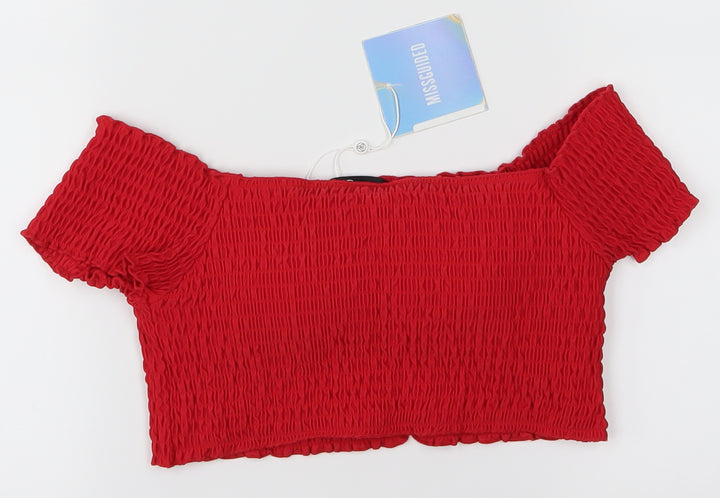 Missguided Womens Red Cropped T-Shirt Size 10