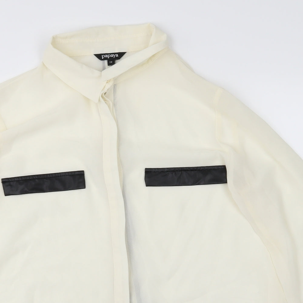 Papaya Womens White   Basic Blouse Size 12