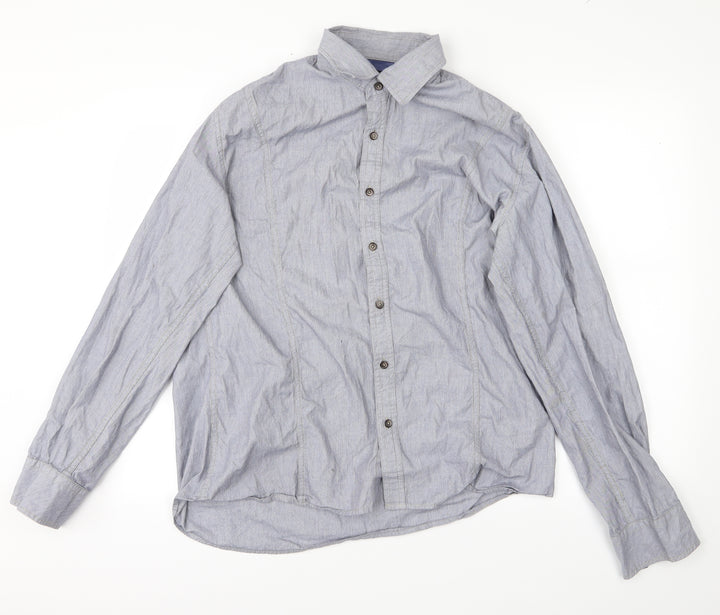 RESERVED Mens Blue Button-Up Size L