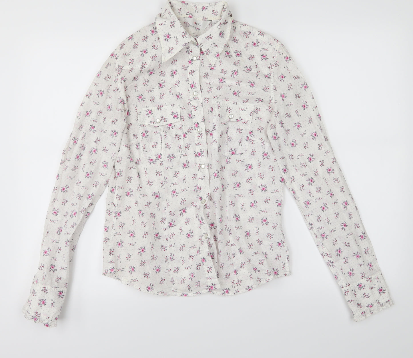 NEXT Womens White   Basic Button-Up Size S