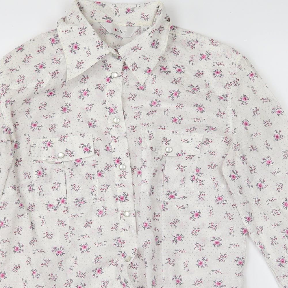 NEXT Womens White   Basic Button-Up Size S