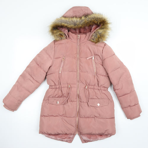 Matalan Girls Pink   Parka Coat Size 11 Years