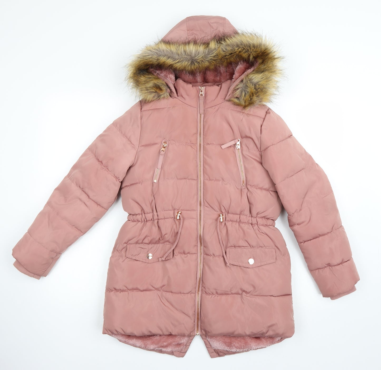 Matalan Girls Pink   Parka Coat Size 11 Years