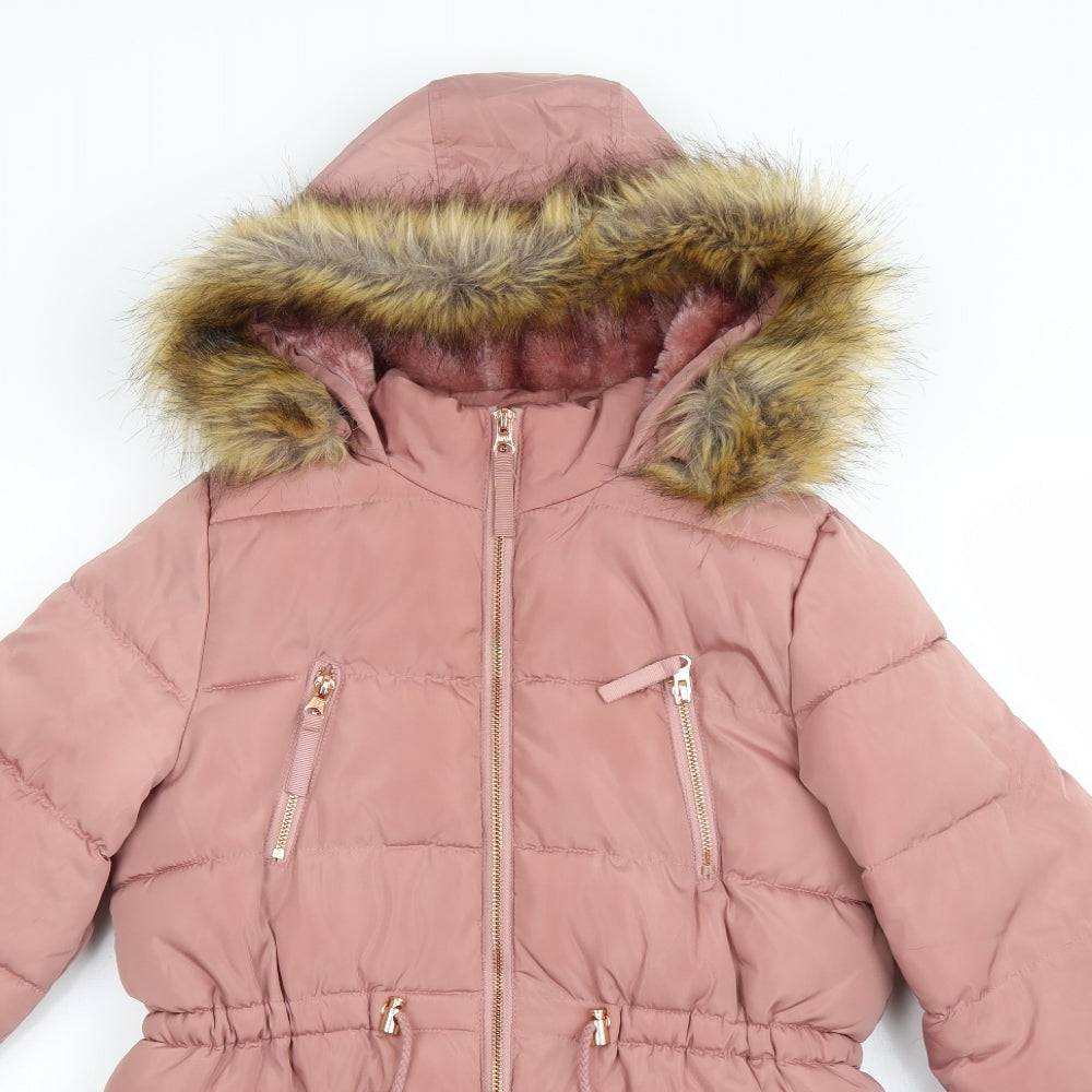 Matalan Girls Pink   Parka Coat Size 11 Years