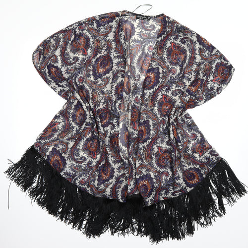Select Womens Multicoloured Paisley  Kimono Poncho Size 12  - Tassel Hem