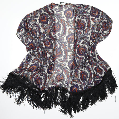 Select Womens Multicoloured Paisley  Kimono Poncho Size 12  - Tassel Hem