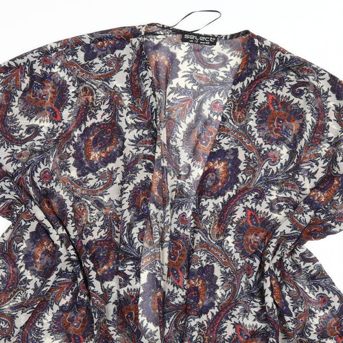 Select Womens Multicoloured Paisley  Kimono Poncho Size 12  - Tassel Hem