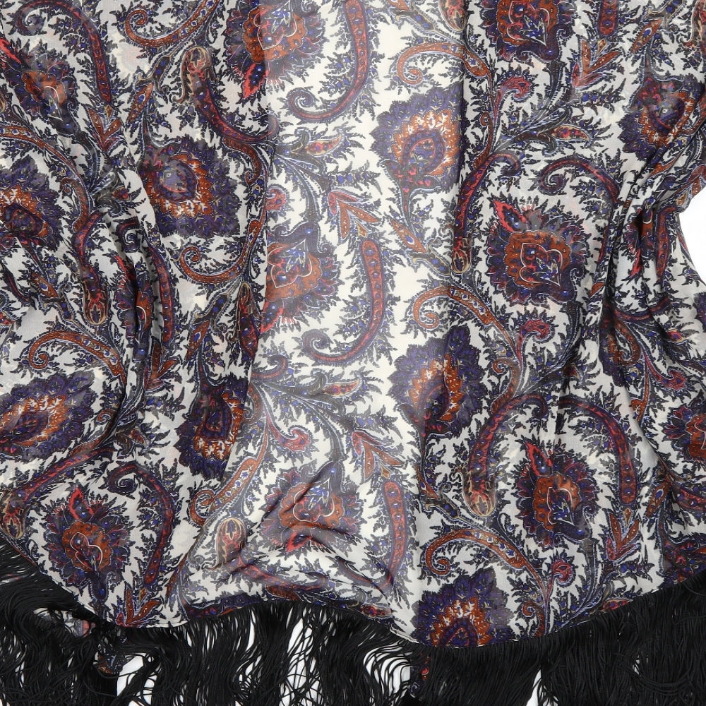 Select Womens Multicoloured Paisley  Kimono Poncho Size 12  - Tassel Hem