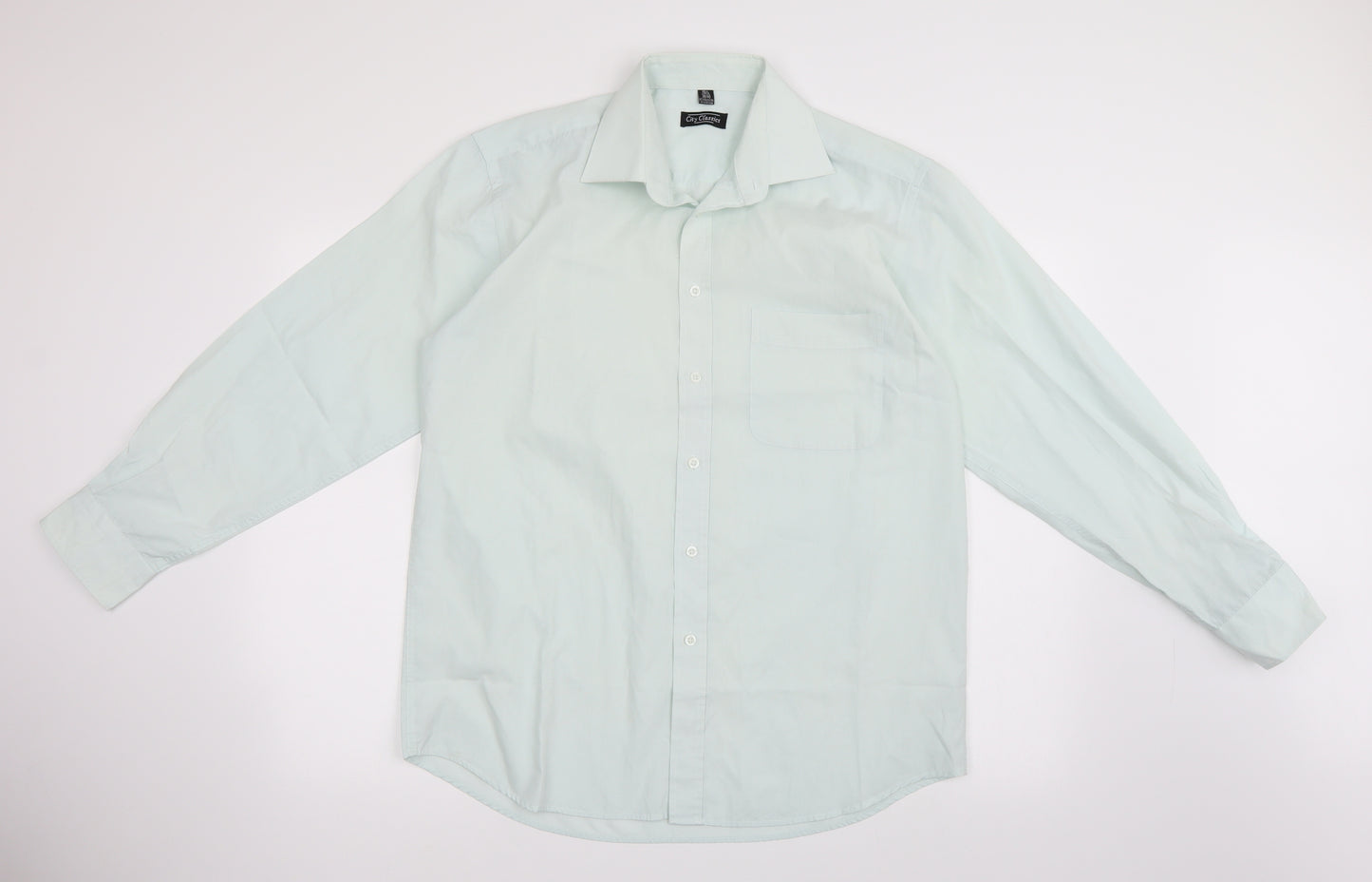 City Classic Mens Green    Button-Up Size 15.5