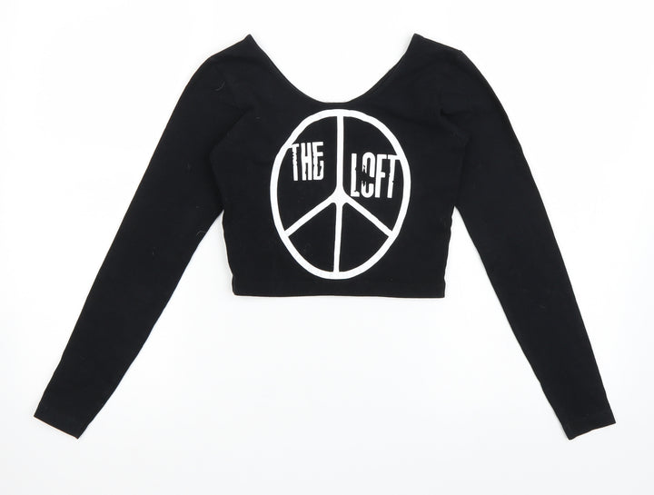 American Apparel Womens Black Cropped T-Shirt Size S