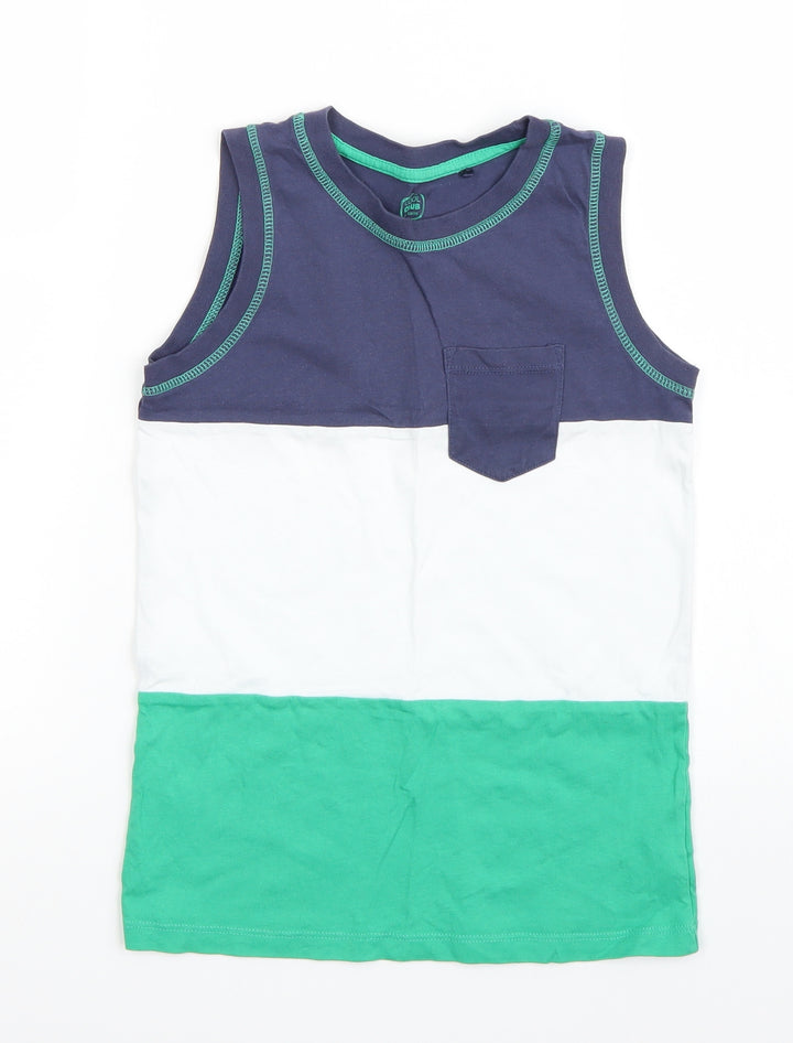Cool Club Boys Green Colourblock Basic Tank Size 7-8 Years