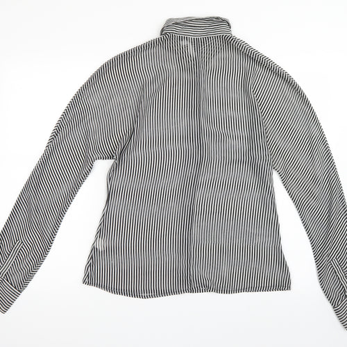 Top Secret Womens Black Striped  Basic Button-Up Size 10