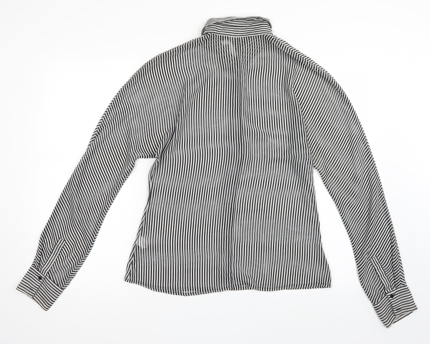 Top Secret Womens Black Striped  Basic Button-Up Size 10