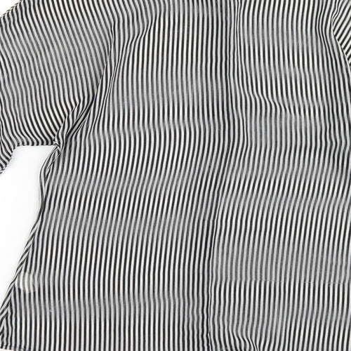 Top Secret Womens Black Striped  Basic Button-Up Size 10