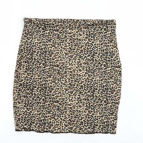 SheIn Womens Brown Animal Print  Mini Skirt Size S