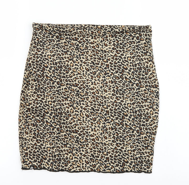SheIn Womens Brown Animal Print  Mini Skirt Size S