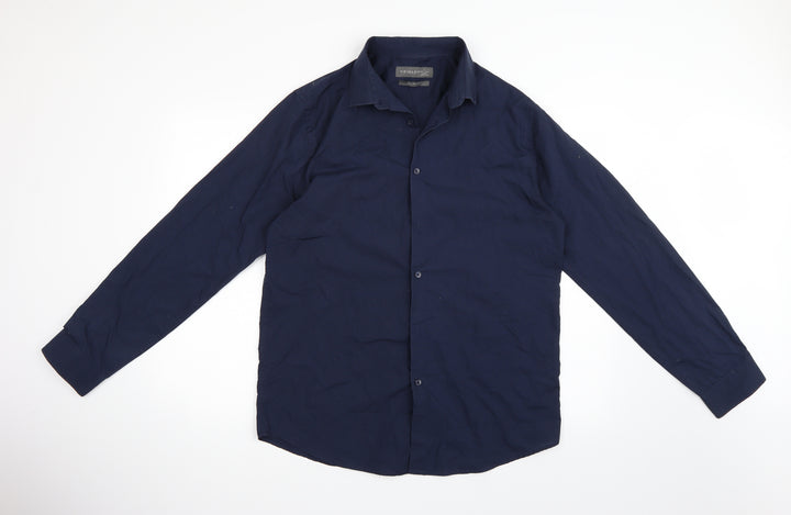 Primark Mens Blue Button-Up Size 15.5