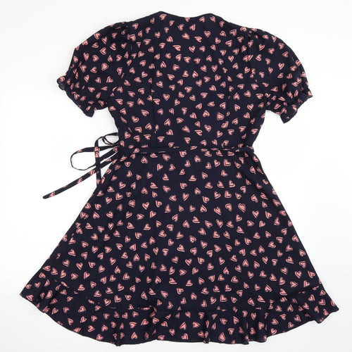 SheIn Womens Blue Polka Dot  Wrap Dress  Size M
